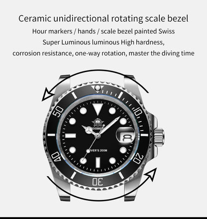 ADDIESDIVE Luxury Men's Watch Ceramic bezel BGW9 Super Bright Luminous Leisure Quartz Watch 200m Waterproof Outdoor Sports Watch