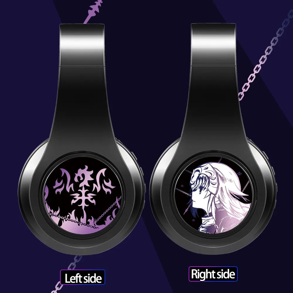 Fate Grand Order Jeanne d'Arc Anime Bluetooth Headphones Wireless Gaming Headset with Microphone, Stereo Sound, Silent Disco Earphones