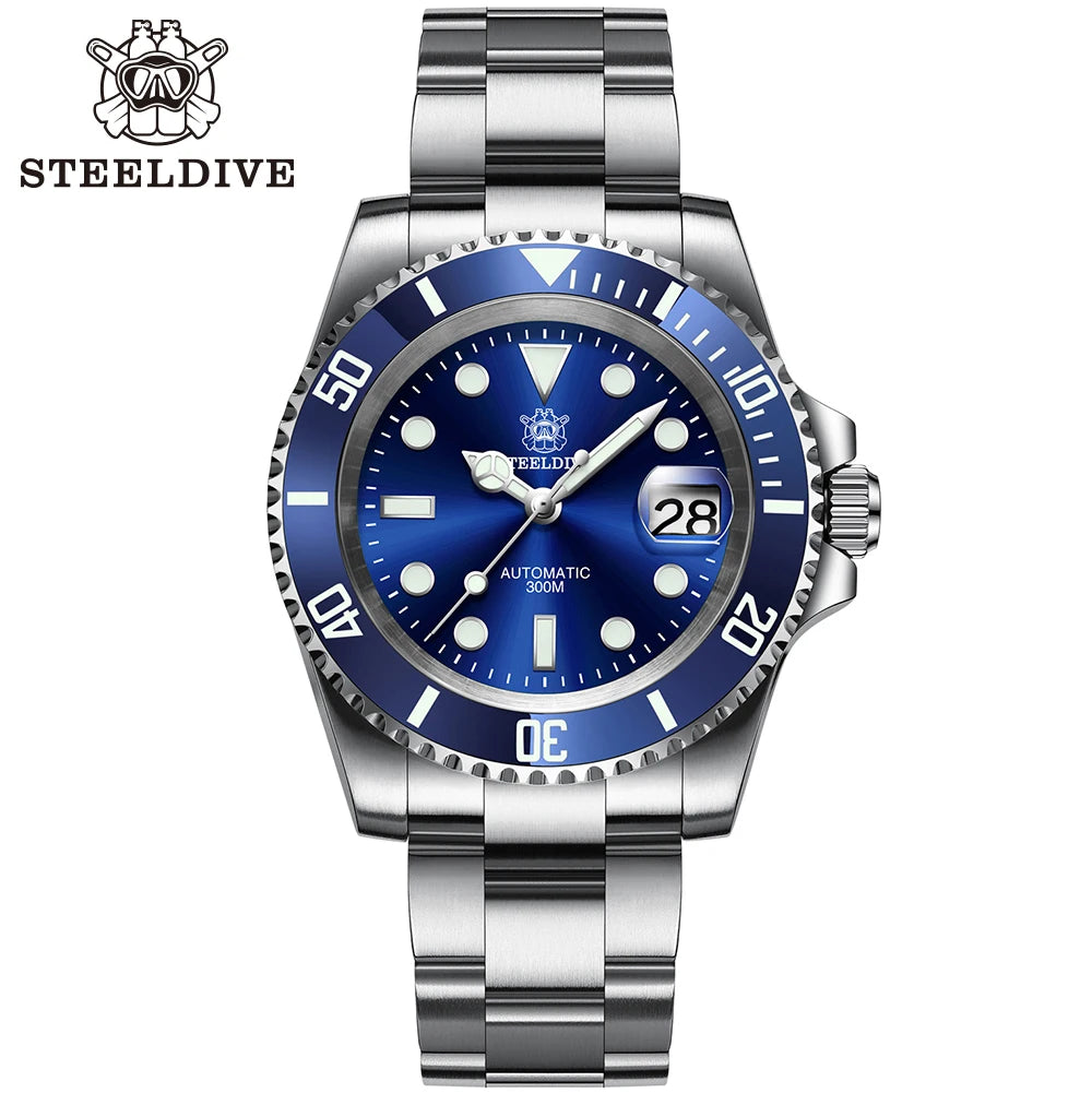 Steeldive Brand Watch SD1953 Water Ghost Diver Watch Men 300M Waterproof Sapphire Glass BGW9 Luminous NH35 Automatic Dive Watch