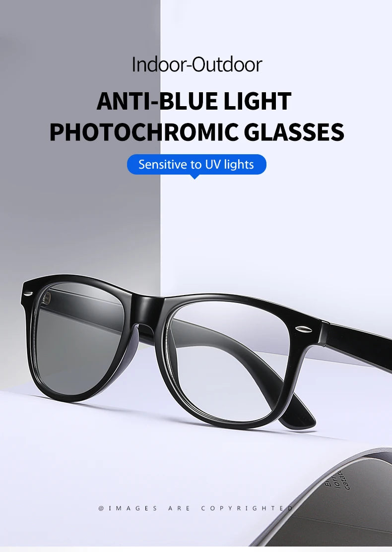 Women Photochromic Glasses Blue Light Blocking Lenses Men Prescription Reading Myopia Eyewear Anti Fatigue PC Eyeglasses Frame