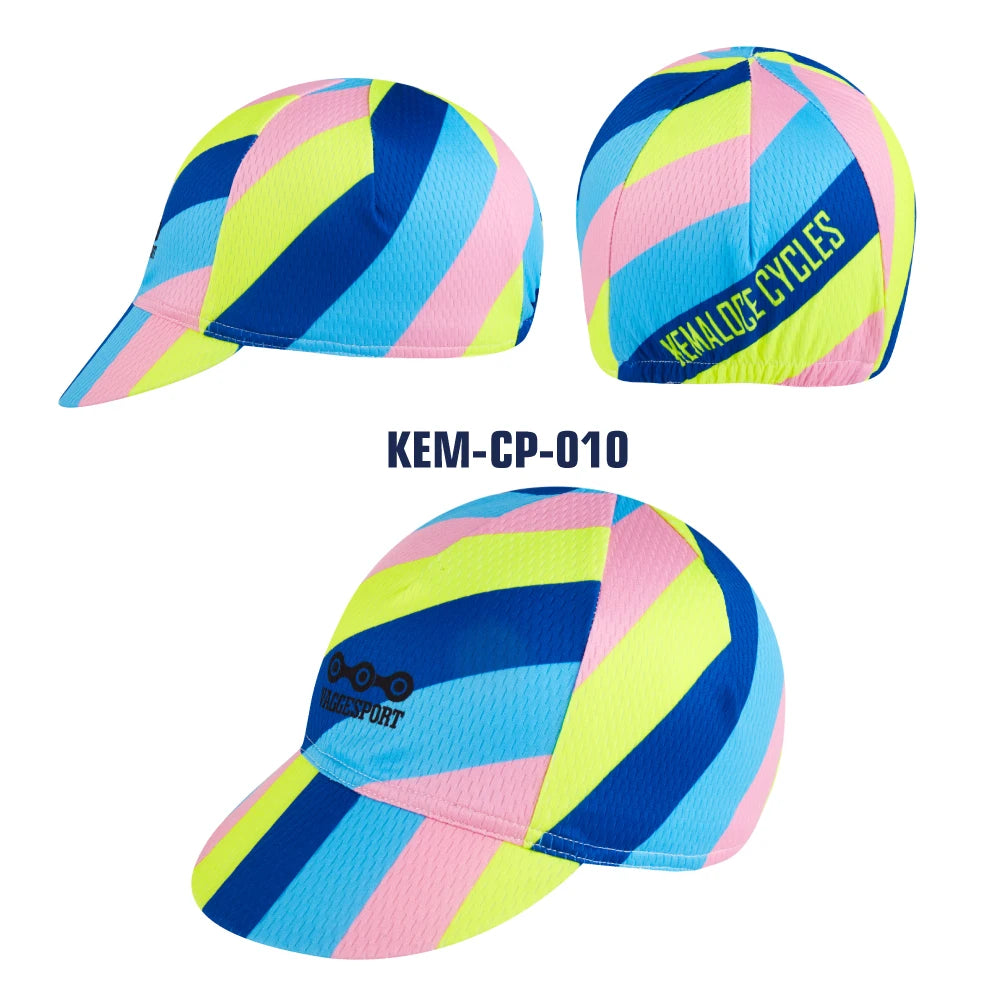 KEMALOCE Men Cycling Cap Anti-UV Summer Elastic Quick Dry Bike Cap 2023 White/Black/Blue Mesh Outdoor Breathable Cycling Hat