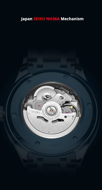 Luxury Tungsten Watch for Men 2024 New Japan SEIKO NH36A Movement Automatic Watches Men Sapphire Calendar Luminous Montre Homme