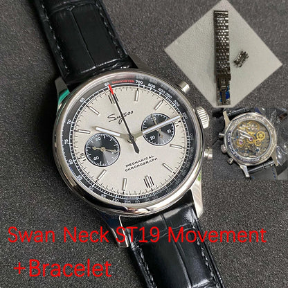 Limitovaná edícia oficiálnych pilotných mechanických hodiniek s chronografom ST19, originálne vojenské pánske náramkové hodinky s priemerom 40 mm, mechanické hodinky typu „Panda“