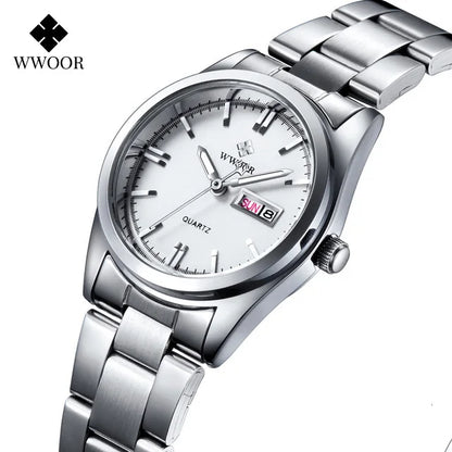 Montre Femme 2024 WWOOR Fashion Ladies Watches Waterproof Quartz Silver Clock Women Automatic Date Dress Wrist Watch Reloj Mujer