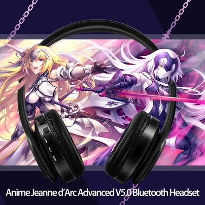 Fate Grand Order Jeanne d'Arc Anime Bluetooth Headphones Wireless Gaming Headset with Microphone, Stereo Sound, Silent Disco Earphones
