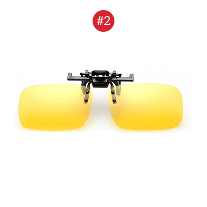 VIVIBEE Men Polarized Flip Up Clip on Sunglasses Black Driving UV400 Women Square S M L Goggles Night Vision Fishing Glasses