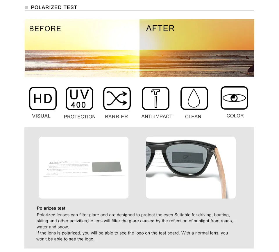 KINGSEVEN Exclusive Design Vintage Men's Glasses Walnut Wooden Sunglasses UV400 Protection Fashion Square Sun glasses Women 5510