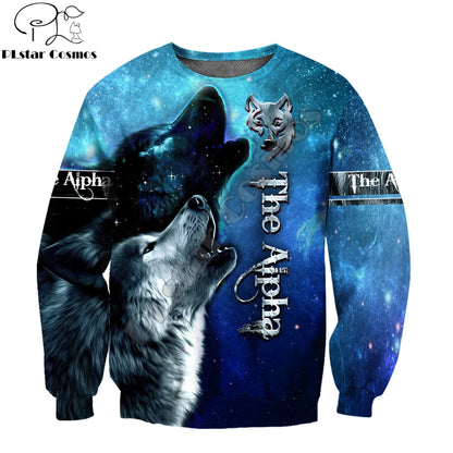 Sweatshirt com Capuz Deluxe Unissexo Beautiful The Wolf, Céu Estrelado 3D, Estampado Integral, com Fecho, Casaco Casual de Treino DW0327
