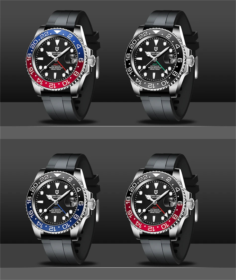 2026 Nuevo reloj mecánico de lujo para hombre PAGANI DESIGN, acero inoxidable, GMT, marca líder, cristal de zafiro, reloj para hombre