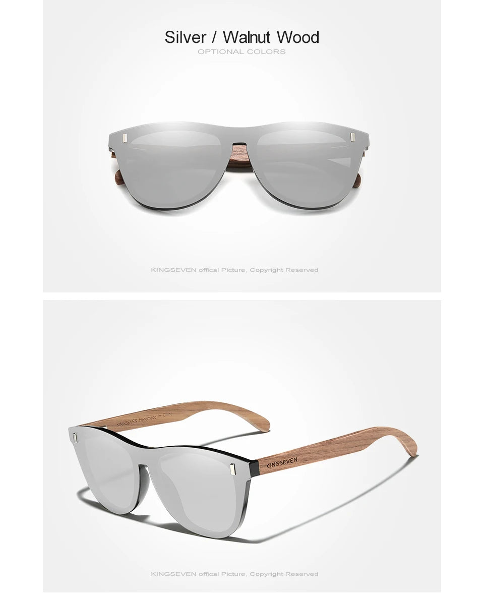 KINGSEVEN Exclusive Design Vintage Men's Glasses Walnut Wooden Sunglasses UV400 Protection Fashion Square Sun glasses Women 5510