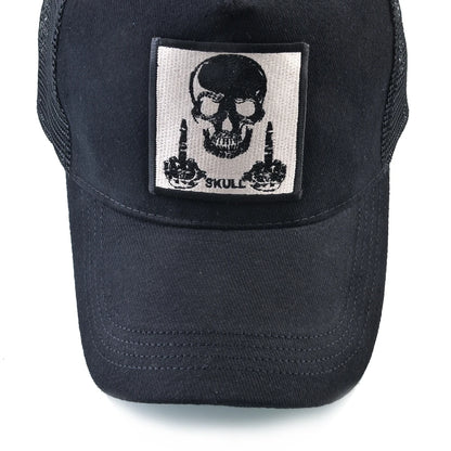 Męska czapka baseballowa z haftowaną naszywką z czaszką, czapka typu snapback w stylu hip-hopowym, czapka typu trucker dla kobiet, czapka na cztery pory roku, czapka outdoorowa z oddychającym daszkiem, czapki w kolorze kości