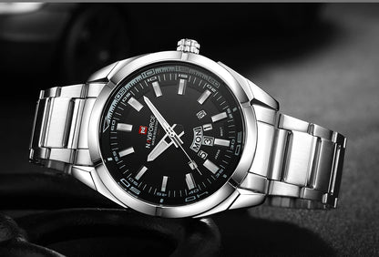 Ceas pentru bărbați NAVIFORCE, realizat integral din oțel, rezistent la apă, stil casual, mecanism cu cuarț și afișaj al datei – Ceas de mână de lux pentru bărbați, de la o marcă de renume.
