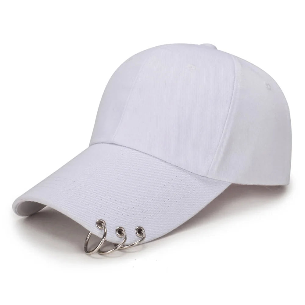 Women Men Hip Hop Kpop Snapback Baseball Cap Solid Color With Ring Sport Dancing Travel Lover Dad Hat Caps Streetwear Adjustable
