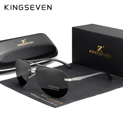 KINGSEVEN Aluminum Magnesium Polarized Rimless Lens Sunglasses For Men High Definition Retro Women Eyewear Oculos de sol