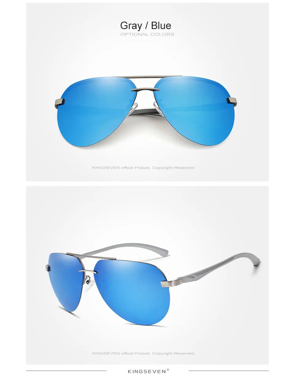 KINGSEVEN Aluminum Magnesium Polarized Rimless Lens Sunglasses For Men High Definition Retro Women Eyewear Oculos de sol