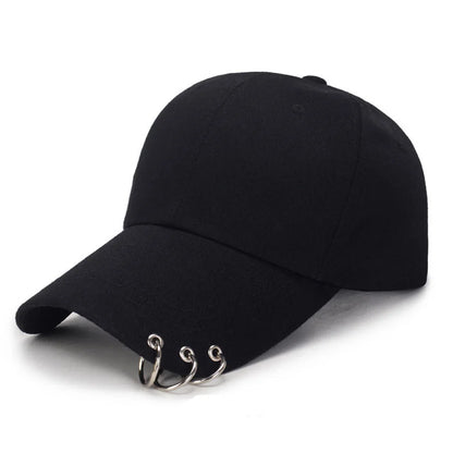 Women Men Hip Hop Kpop Snapback Baseball Cap Solid Color With Ring Sport Dancing Travel Lover Dad Hat Caps Streetwear Adjustable