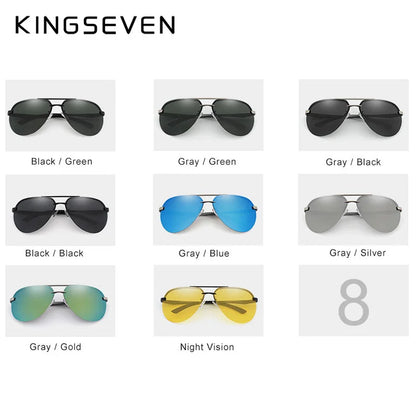 KINGSEVEN Aluminum Magnesium Polarized Rimless Lens Sunglasses For Men High Definition Retro Women Eyewear Oculos de sol