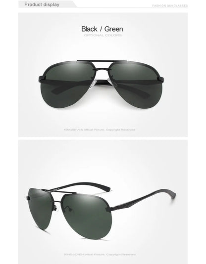 KINGSEVEN Aluminum Magnesium Polarized Rimless Lens Sunglasses For Men High Definition Retro Women Eyewear Oculos de sol