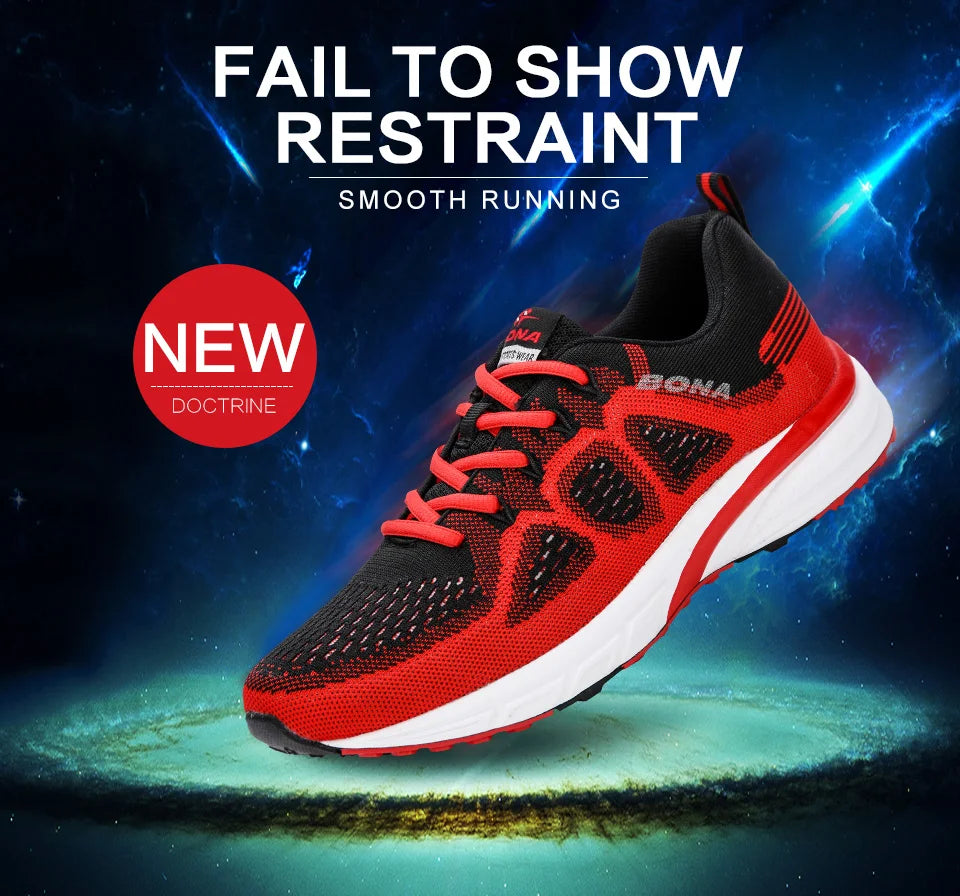 BONA Sneakers for Men, Sport Mesh Trainers, Lightweight Running Shoes for Women, Outdoor Athletic Shoes for Men