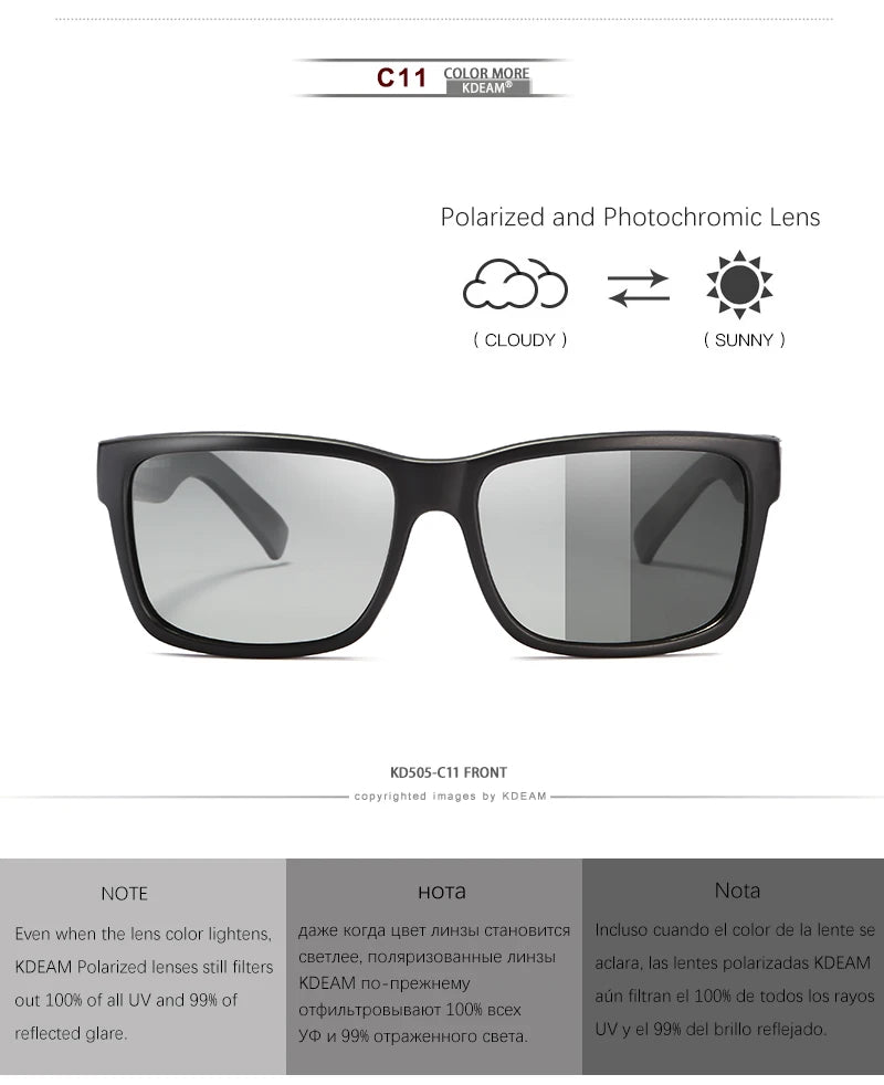 KDEAM Revamp Of Sport Men Sunglasses Polarized Shockingly Colors Sun Glasses Outdoor Driving Photochromic Sunglass With Box