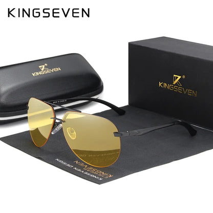 KINGSEVEN Aluminum Magnesium Polarized Rimless Lens Sunglasses For Men High Definition Retro Women Eyewear Oculos de sol