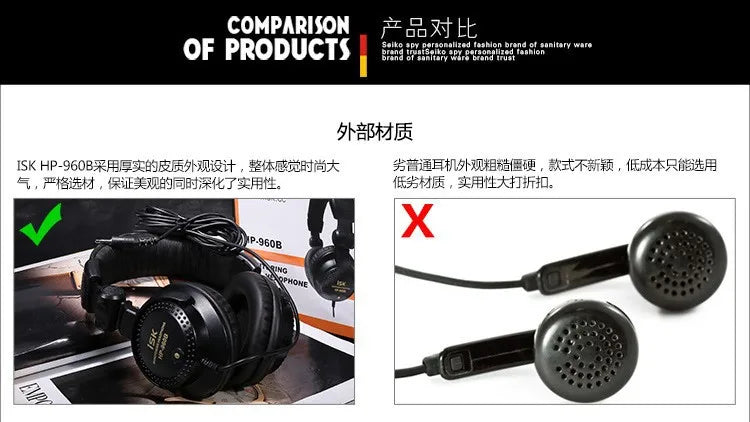 New ISK HP-960B headband headphone auriculares studio monitor dynamic stereo DJ headphones HD headset noise isolating earphone