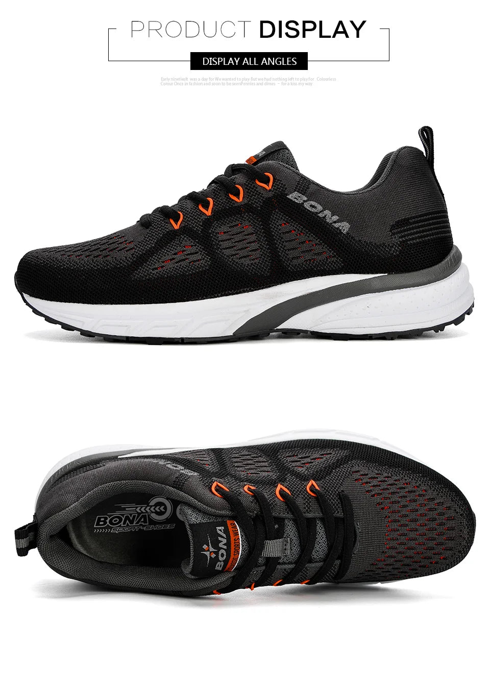 BONA Sneakers for Men, Sport Mesh Trainers, Lightweight Running Shoes for Women, Outdoor Athletic Shoes for Men