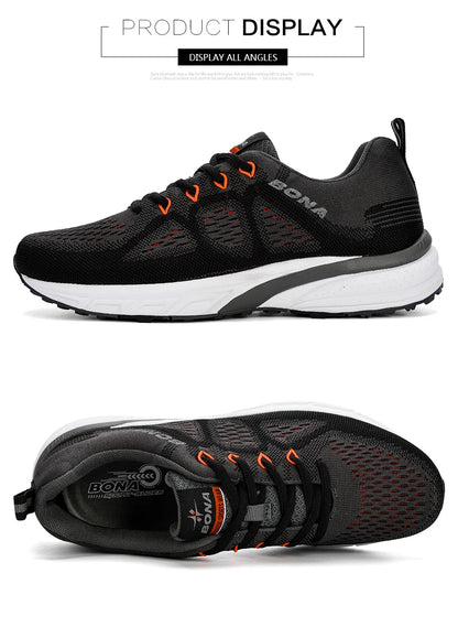 BONA Sneakers for Men, Sport Mesh Trainers, Lightweight Running Shoes for Women, Outdoor Athletic Shoes for Men