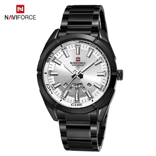 Ceas pentru bărbați NAVIFORCE, realizat integral din oțel, rezistent la apă, stil casual, mecanism cu cuarț și afișaj al datei – Ceas de mână de lux pentru bărbați, de la o marcă de renume.