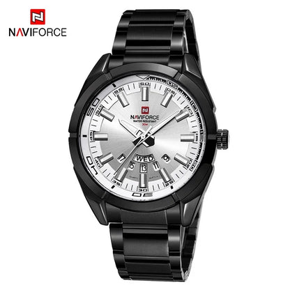 Ceas pentru bărbați NAVIFORCE, realizat integral din oțel, rezistent la apă, stil casual, mecanism cu cuarț și afișaj al datei – Ceas de mână de lux pentru bărbați, de la o marcă de renume.