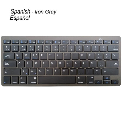 Portable Spanish Bluetooth Keyboard Light Slim Wireless Keyboard for Mac iPad iPhone iOS Android Windows Smart TV