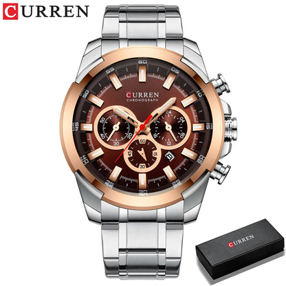CURREN Montres pour hommes Top marque grande montre de sport de luxe hommes montres à quartz en acier militaire chronographe or conception horloge masculine