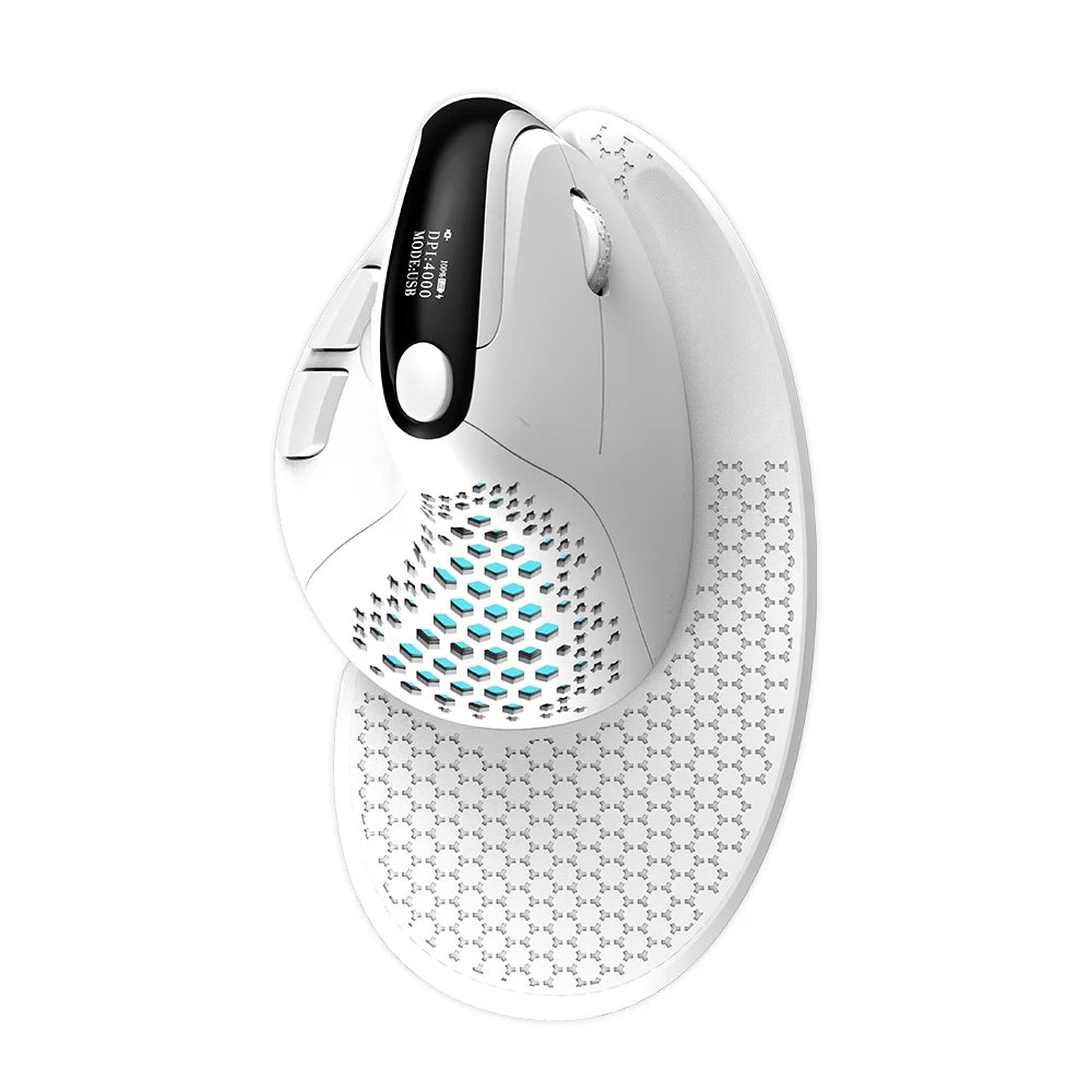 DELUX M618XSD Ergonomic Vertical Mouse with OLED Screen, 4000 DPI, Rechargeable 1000mAh Battery, Wireless & Wired Computer Mouse