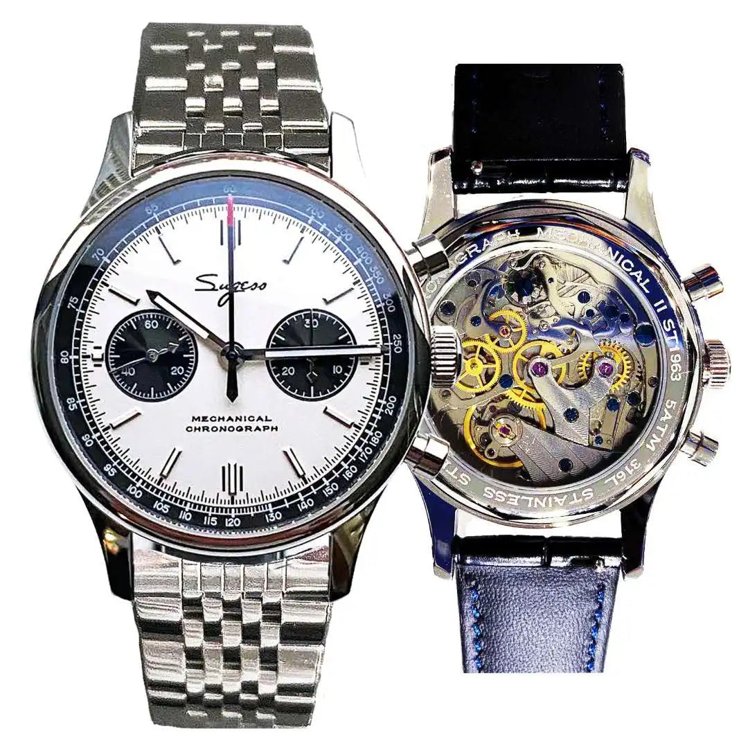 Limitovaná edícia oficiálnych pilotných mechanických hodiniek s chronografom ST19, originálne vojenské pánske náramkové hodinky s priemerom 40 mm, mechanické hodinky typu „Panda“