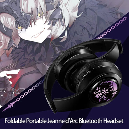 Fate Grand Order Jeanne d'Arc Anime Bluetooth Headphones Wireless Gaming Headset with Microphone, Stereo Sound, Silent Disco Earphones