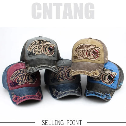 CNTANG Men Baseball Cap Cotton Fashion Shark Embroidery Casual Visor Hat For Women Snapback Brand Hip Hop Caps Unisex Gorras