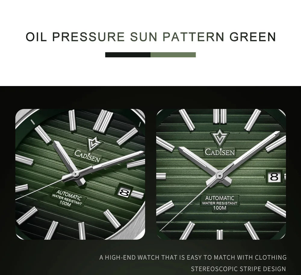 CADISEN Watch for Men Luxury Automatic Men Miyota 8215 Movement Sapphire Crystal 42mm Dial 100m Waterproof  Wristwatches C8200