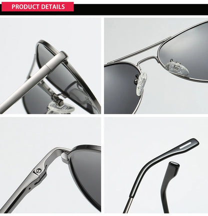 Classic Big Pilot Polarized Sunglasses Men Luxury Metal Black Aviation Sun Glasses Male Fashion Driving Vacation Shades UV400