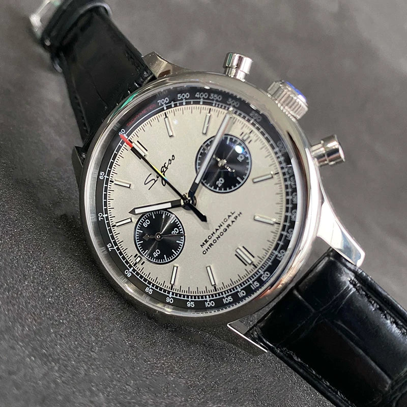 Limitovaná edícia oficiálnych pilotných mechanických hodiniek s chronografom ST19, originálne vojenské pánske náramkové hodinky s priemerom 40 mm, mechanické hodinky typu „Panda“