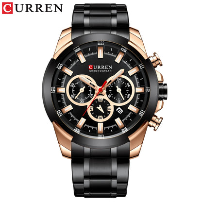 CURREN Montres pour hommes Top marque grande montre de sport de luxe hommes montres à quartz en acier militaire chronographe or conception horloge masculine