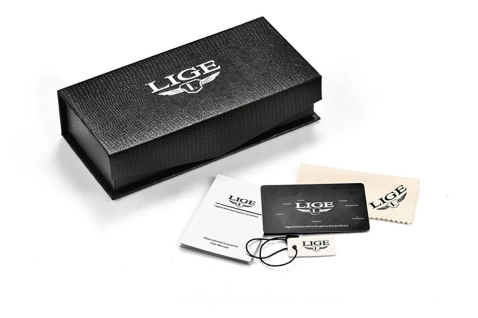 LIGE herrklocka – Sportig och trendig stil, lyxmärke, vattentät, minimalistisk och ultratunn design, kvartsklocka för män.