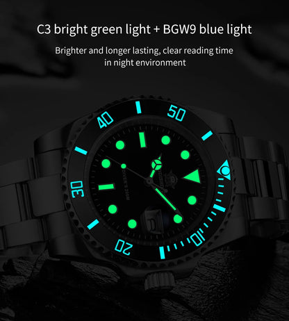 ADDIESDIVE Luxury Men's Watch Ceramic bezel BGW9 Super Bright Luminous Leisure Quartz Watch 200m Waterproof Outdoor Sports Watch