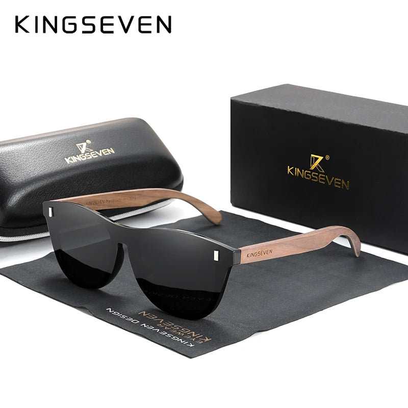 KINGSEVEN Exclusive Design Vintage Men's Glasses Walnut Wooden Sunglasses UV400 Protection Fashion Square Sun glasses Women 5510