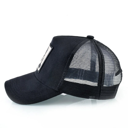 Męska czapka baseballowa z haftowaną naszywką z czaszką, czapka typu snapback w stylu hip-hopowym, czapka typu trucker dla kobiet, czapka na cztery pory roku, czapka outdoorowa z oddychającym daszkiem, czapki w kolorze kości