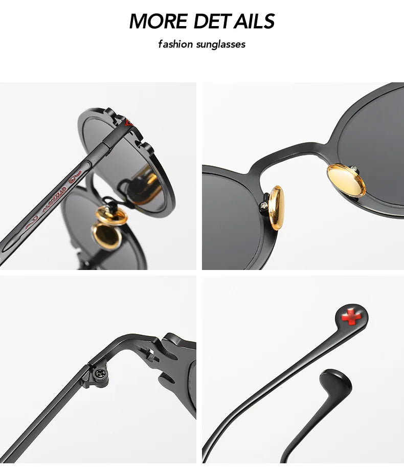 new cateye street shoot man sunglasses women retro steampunk glasses gothic oval Metal frame carved sunglasses Gafas sol mujer