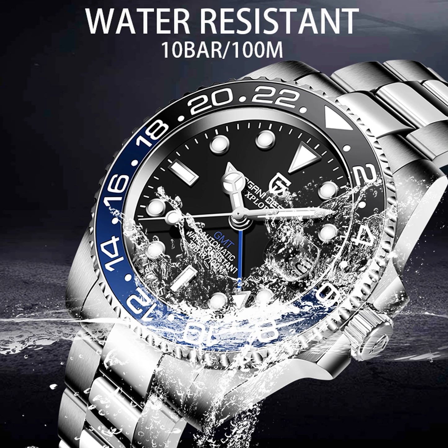 2026 Nuevo reloj mecánico de lujo para hombre PAGANI DESIGN, acero inoxidable, GMT, marca líder, cristal de zafiro, reloj para hombre