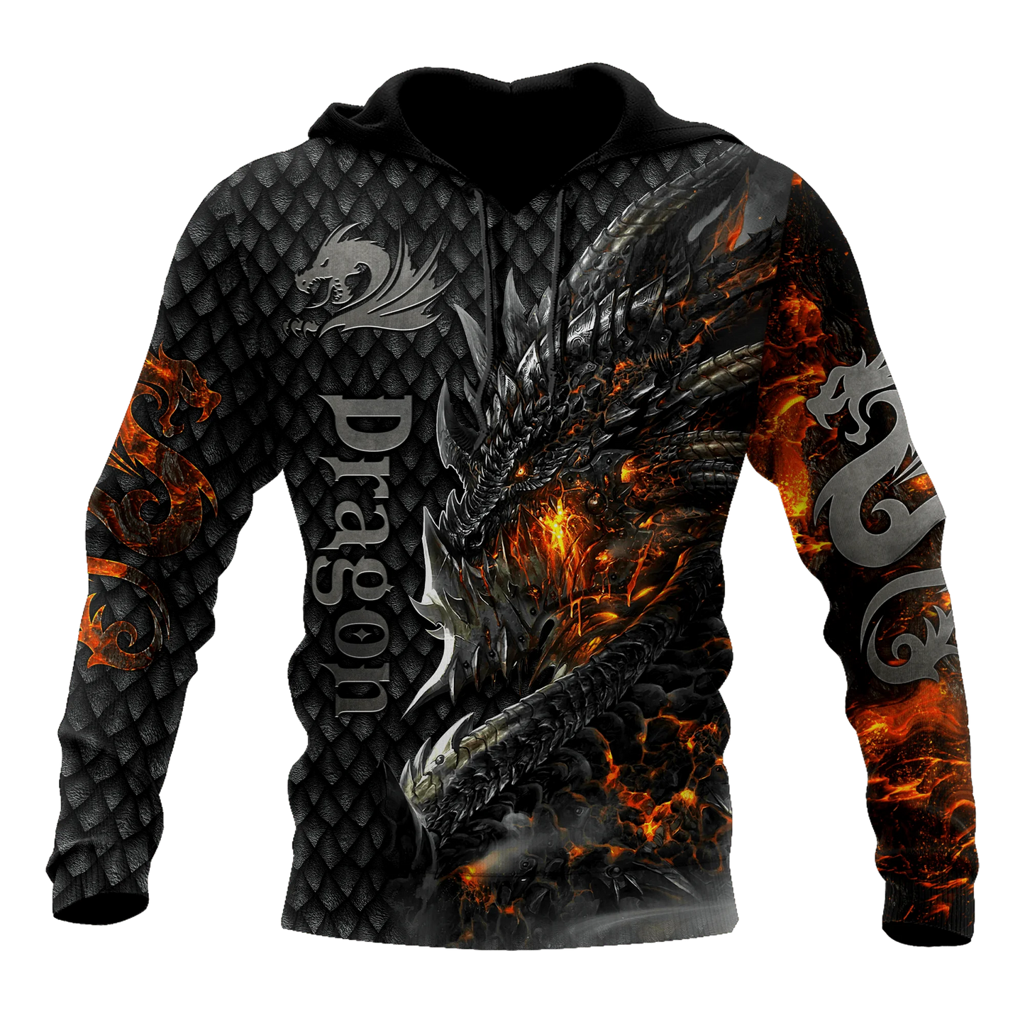 Krásná pánská unisex mikina s kapucí s celoplošným 3D potiskem ohnivého draka, podzimní streetwear, ležérní bunda, tepláková souprava KJ749