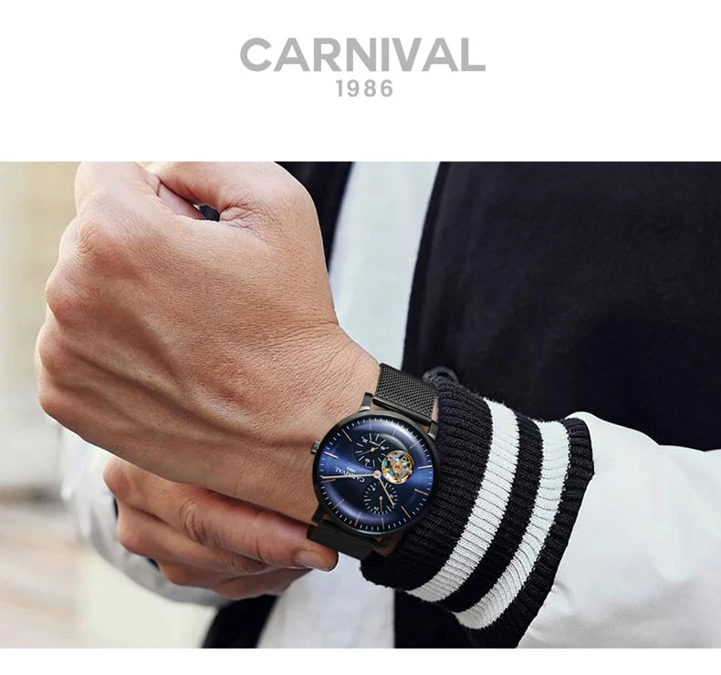 Orologio meccanico da uomo Carnival – Orologio da polso automatico di lusso con vetro zaffiro