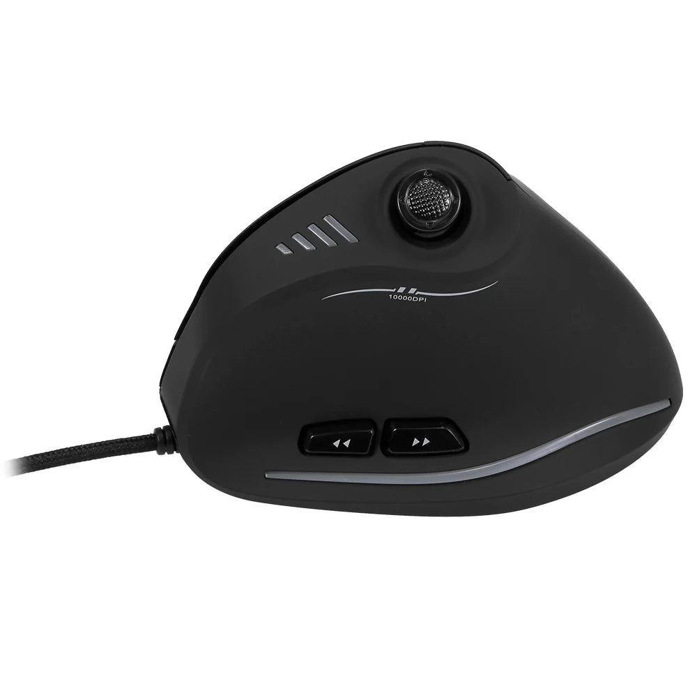 Zelotes C-18 kabelgebundene Gaming-Maus, 11 programmierbare Tasten, 10000DPI Laser-Engine, RGB-Lichtleiste, 128KB, vertikale Maus für Laptop und PC