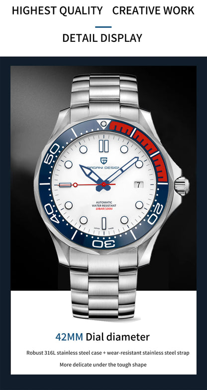 PAGANI DESIGN 007 Mechancial Wristwatch men Luxury Automatic Watch for men NH35A AR Sapphire crystal Waterproof Clock 2024 New